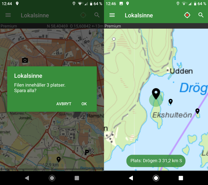 Lokalsinne Öppna KML-fil